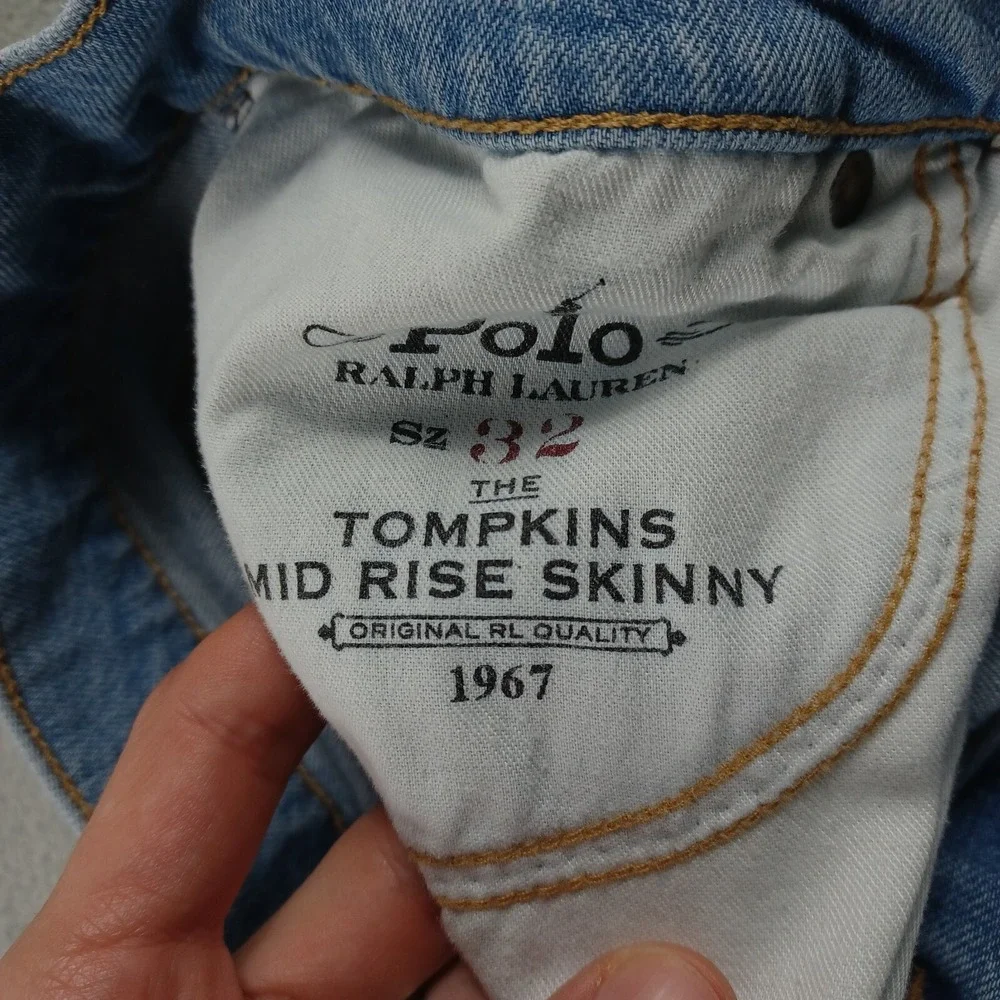 Polo‎ Ralph Lauren Jeans Mens 32x30 Blue Denim Mid Rise Skinny Tompkins